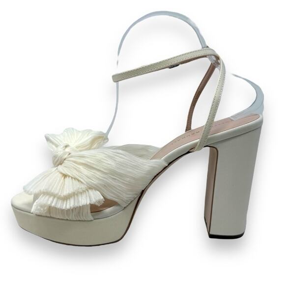 NWOT Loeffler Randall Natalia Pleat Knot Slip On Platform Sandal White 10 Womens - Picture 6 of 15